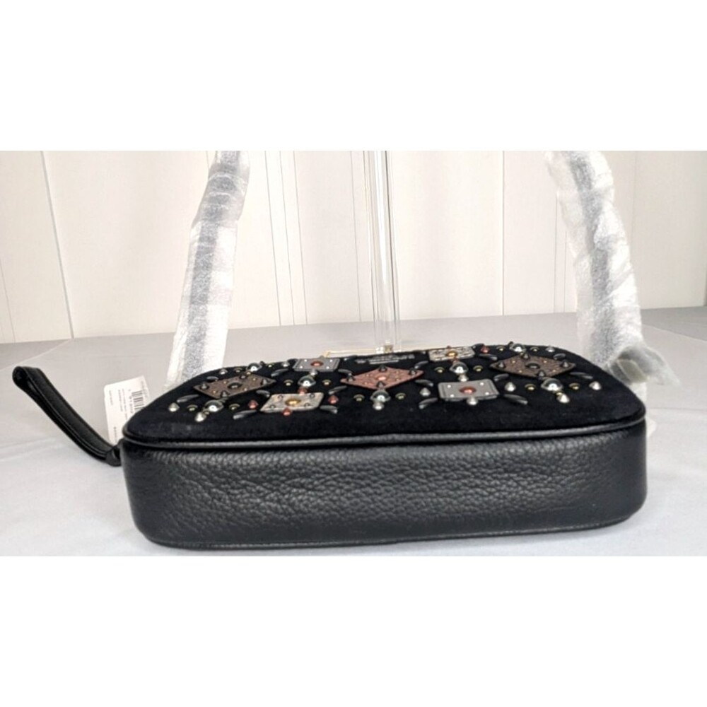 COACH Prairie Rivets Crossbody - Black Suede with Leather Patches 24309 NWT - Picture 2 of 9